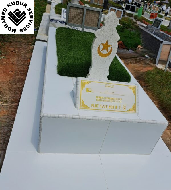 10 Inch Ceramic dapur kubur with artificial grass and Terrazzo headstone