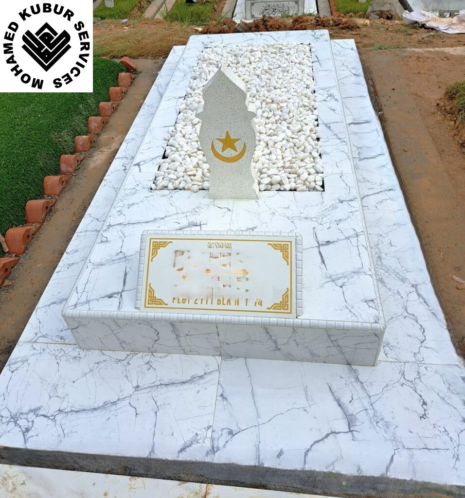 4-6 Inch Dapur Kubur with White Marble and Terrazo Perempuan Headstone