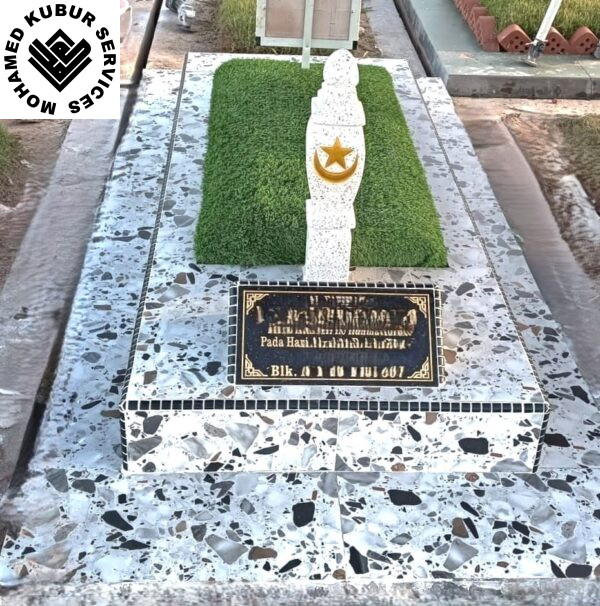 4-6 Inch Custom designed Ceramic dapur kubur with artificial grass and Terrazzo headstone